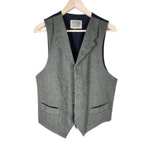 FRONTIER CLASSICS Men's Gray Western Dress Notch Lapel Cotton Blend Vest SZ S